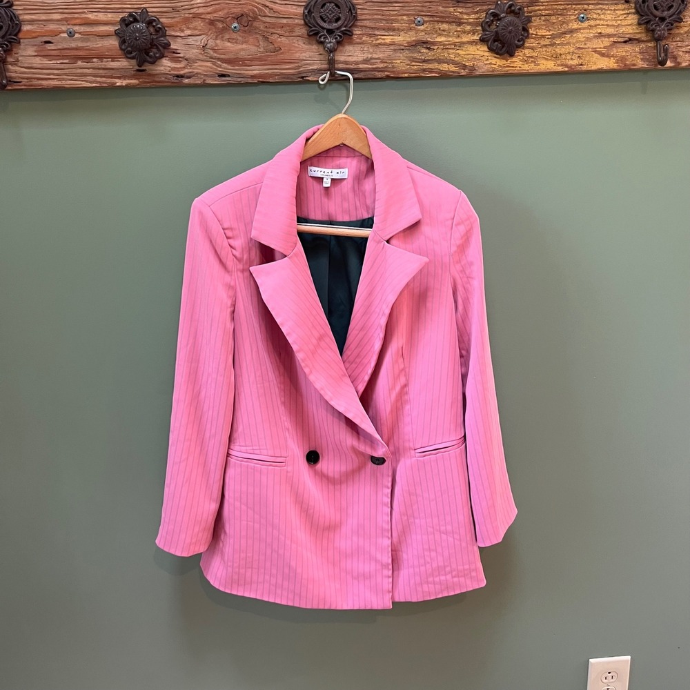 Current Air Los Angeles Pink Pinstripe Double Breasted Blazer - Size S